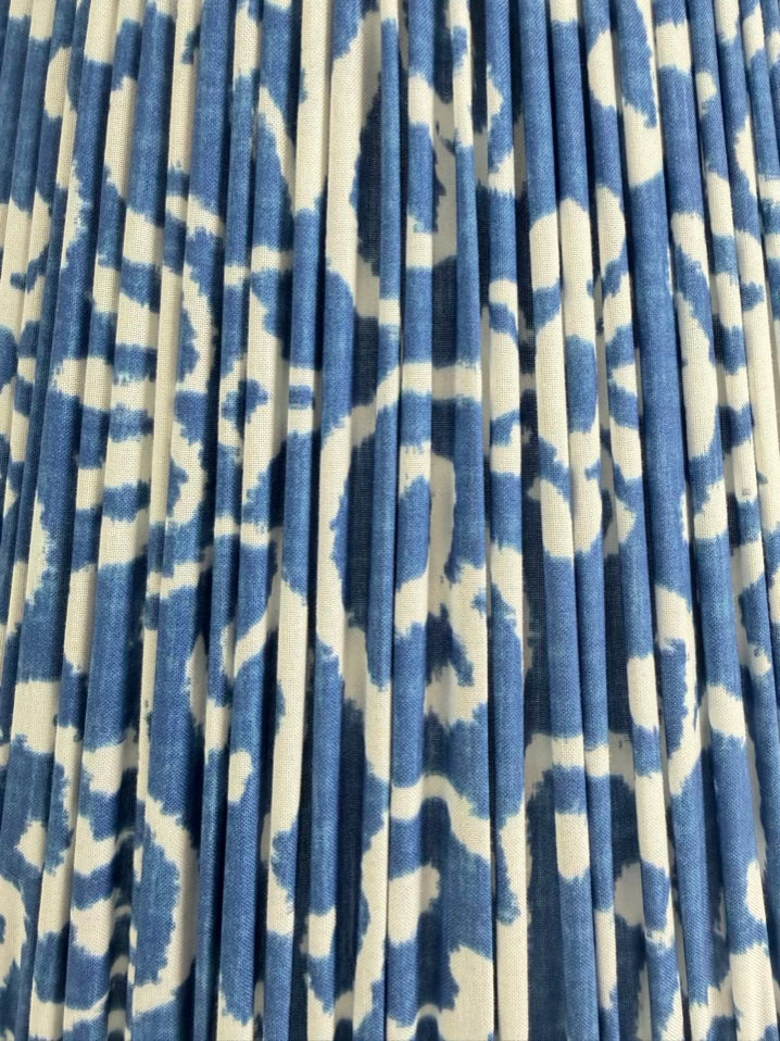 SORELLA GLENN Blue & White Fabric Pleated Lamp Shade