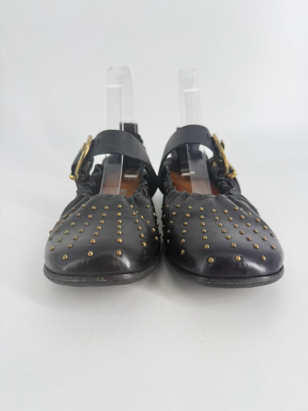 AS 98 Size 40 Black Leather Stud Detail Mary Janes