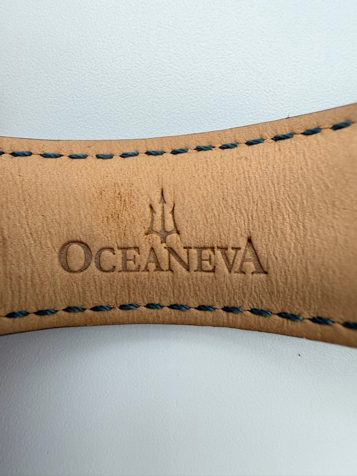 OCEANEVA Navy Leather Automatic Watch