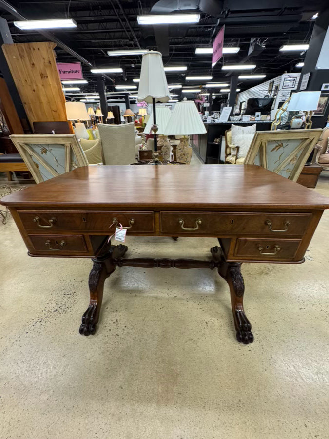 ANTIQUE Wood Lion Feet Desk