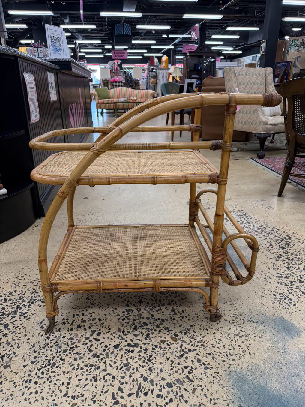 SAFAVICH Light Bamboo Bar Cart