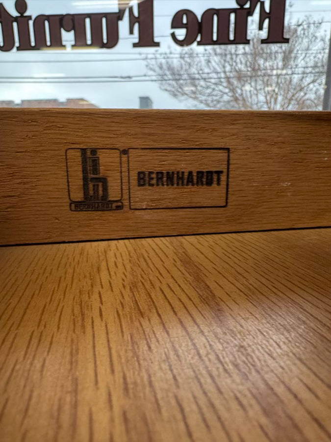 BERNHARDT Wood & Brass Campaign 9-Drawer Desk