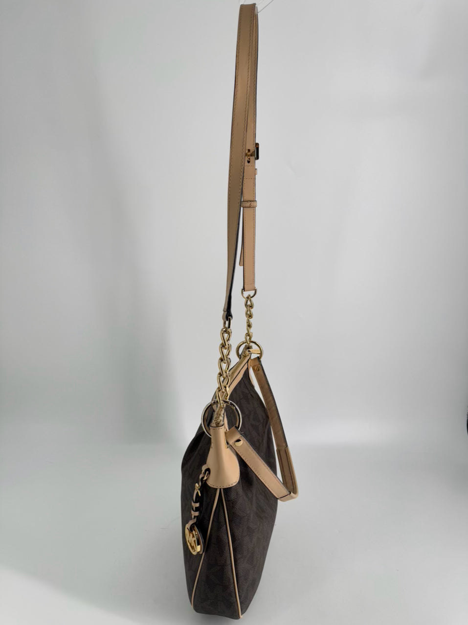 MICHAEL KORS Brown Logo Coated Canvas Purse