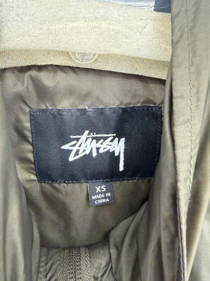 STUSSY Wmn's Size XS Dark Green Nylon Drawstring Long Jacket