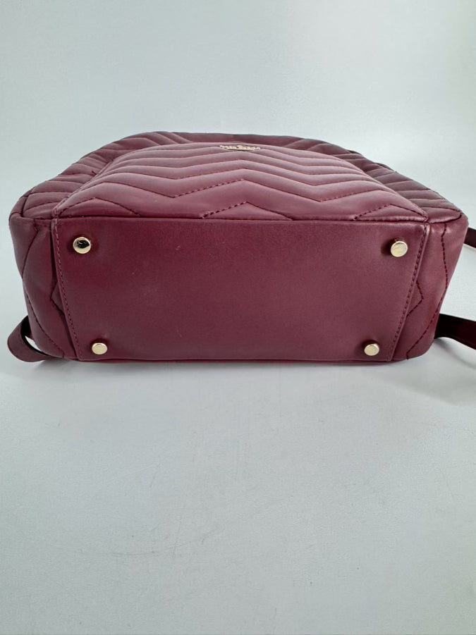 KATE SPADE Burgundy Quilted Leather Backpack