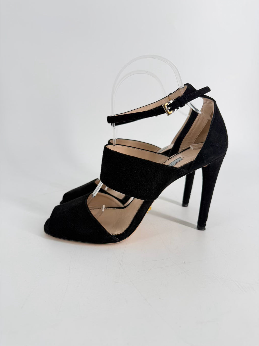 PRADA Size 39 Black Suede Heels