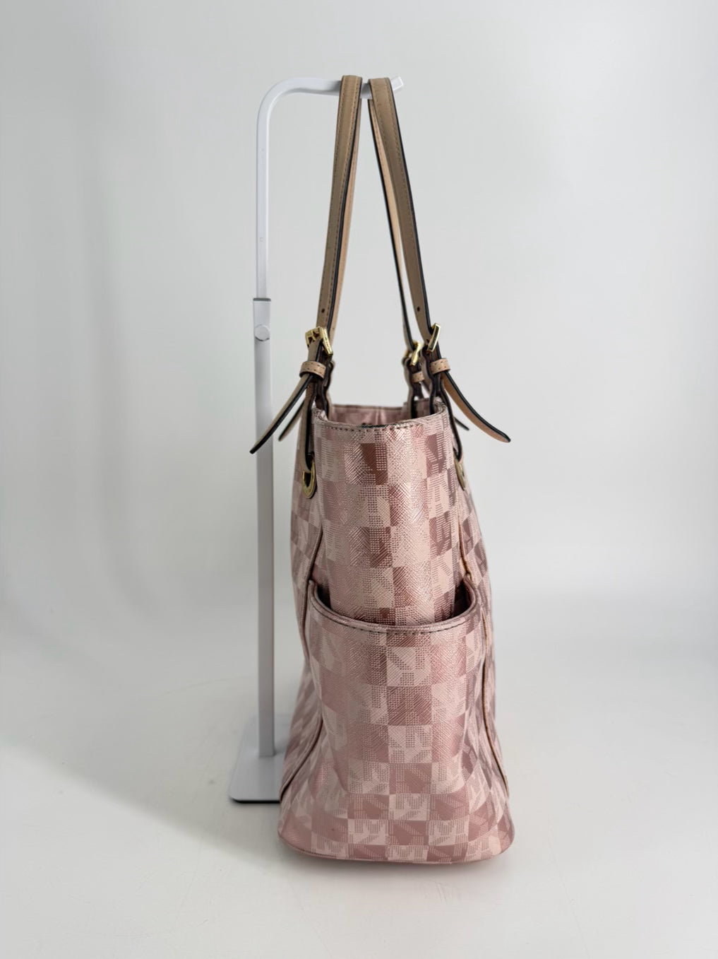 MICHAEL KORS Pink Metallic Monogram Purse