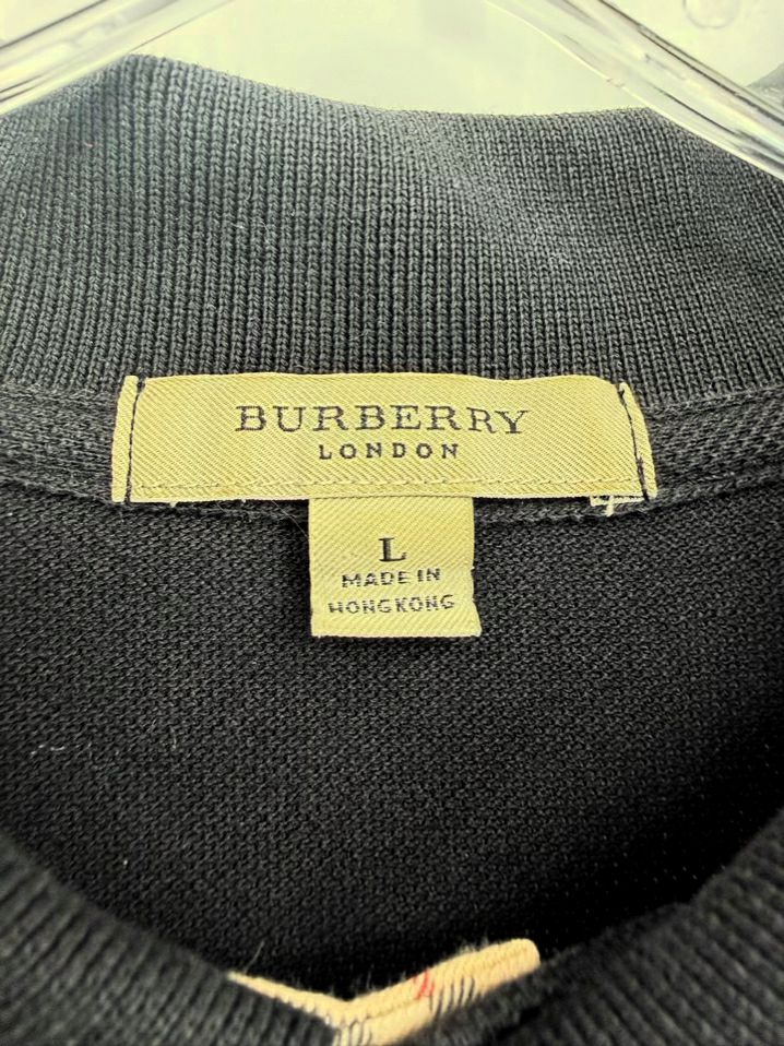 BURBERRY LONDON Nova Check Accent Size Men's L Black Short Sleeve Shirt