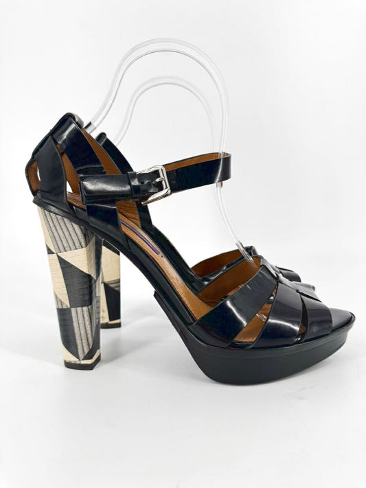 RALPH LAUREN PURPLE LABEL Size 39 Black Patent Leather Pumps