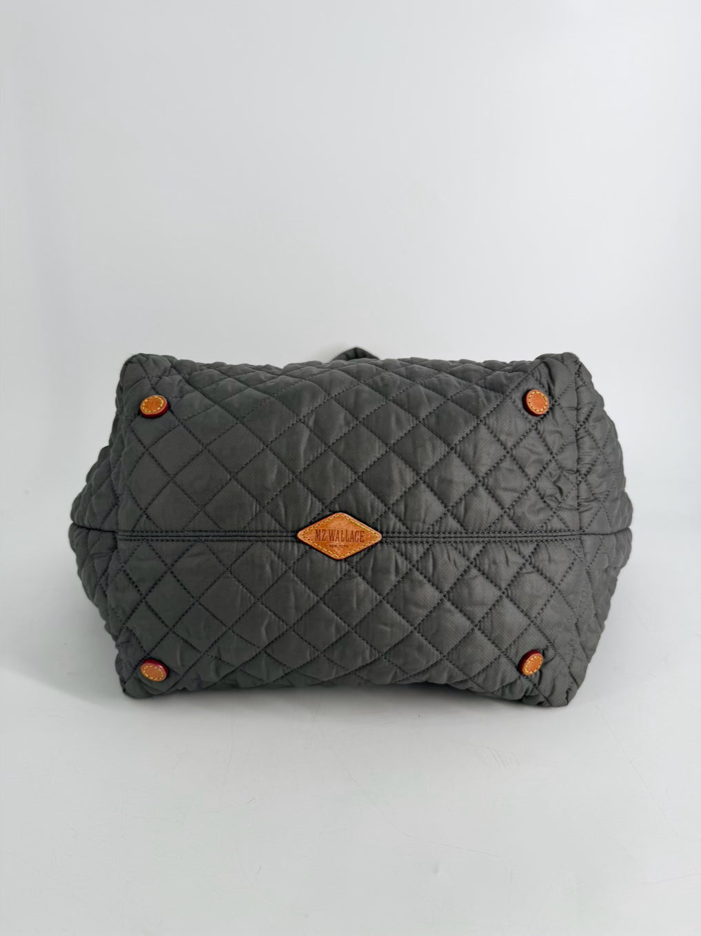 MZ WALLACE Gray Nylon Quilted Tote Bag