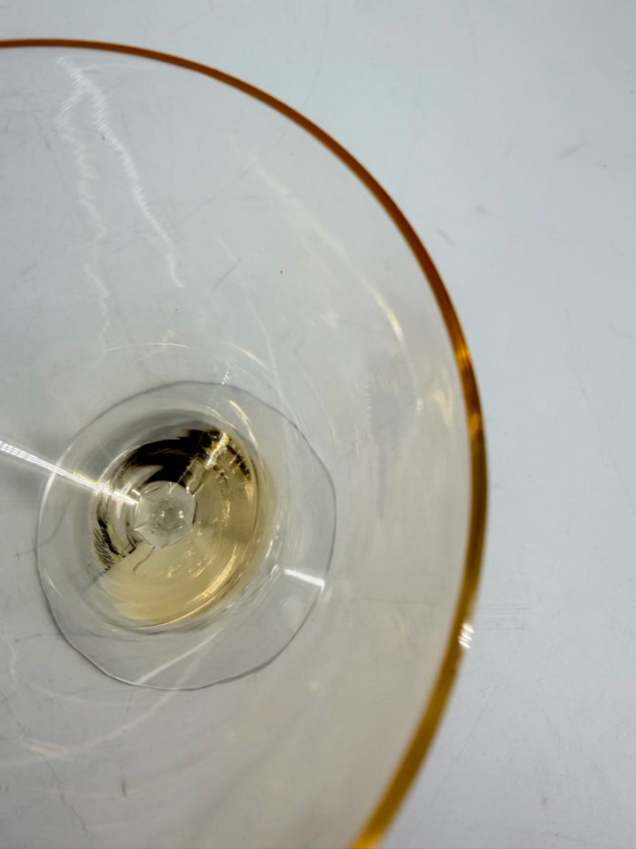 VINTAGE FOSTORIA Crystal Vogue Gold Tint Set of 8 Sherry Glasses