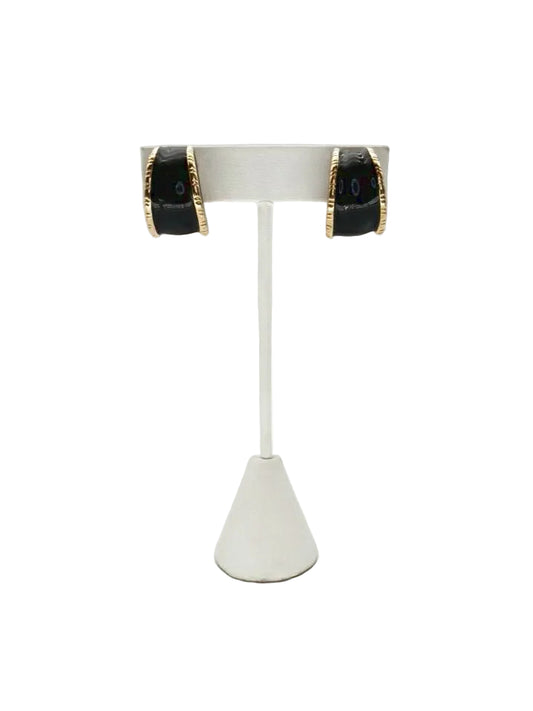 ST. JOHN Navy Blue & Gold Tone Clip On Earrings