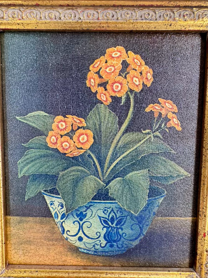 Pair of Flowers Prints in Gold Frames