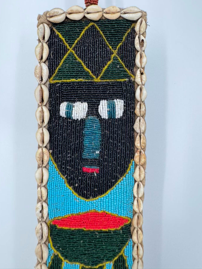 AFRICAN Multicolor Beads & Cowrie Shells "Yoruba" Wall Hanging