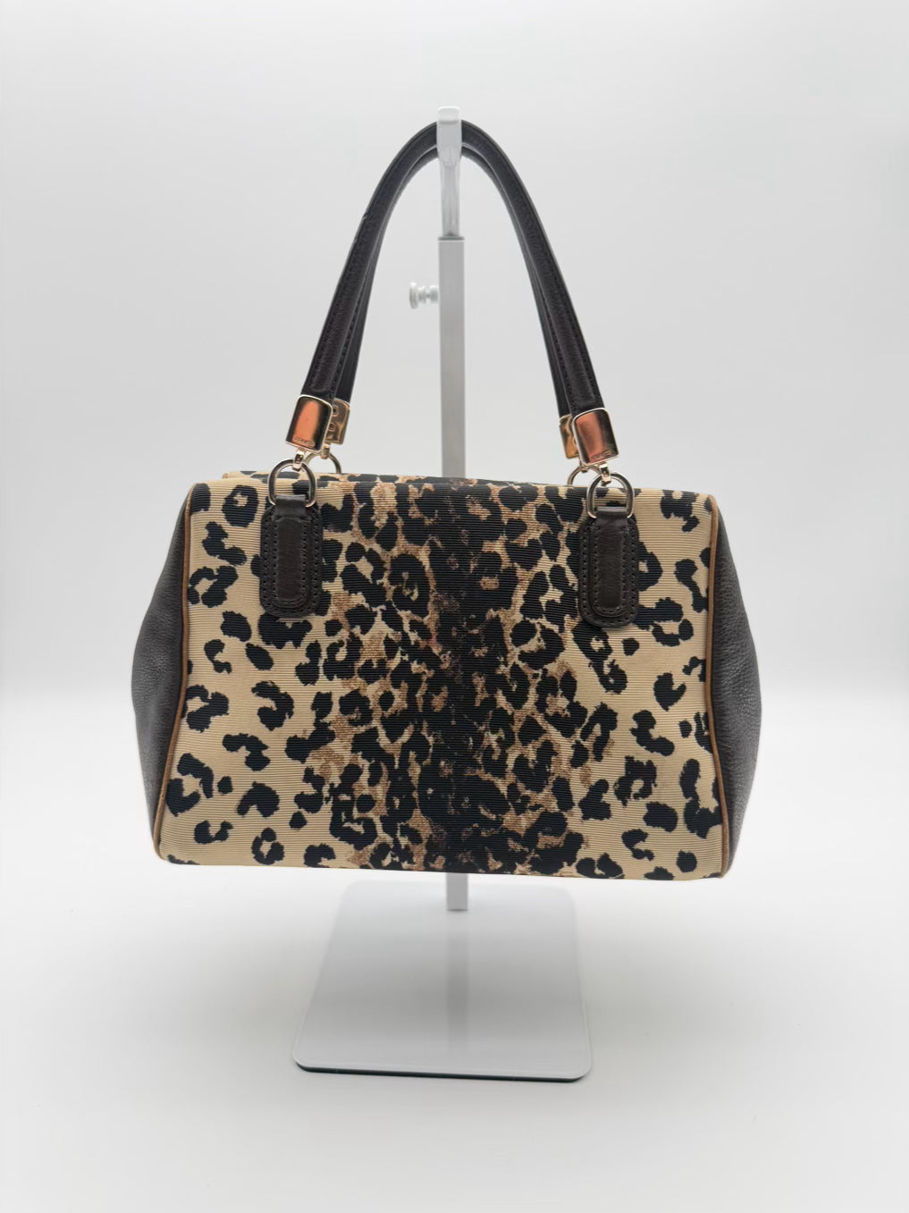 COACH Brown & Black Nylon Animal Print Purse