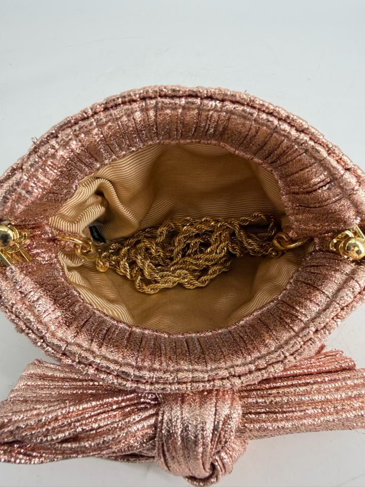 LOEFFLER RANDALL Rose Gold Fabric Crinkle Evening Bag