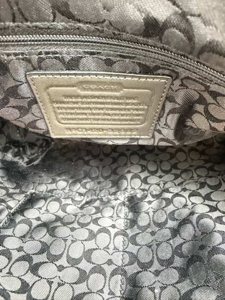 COACH Gray & Black Leather Embossed Purse