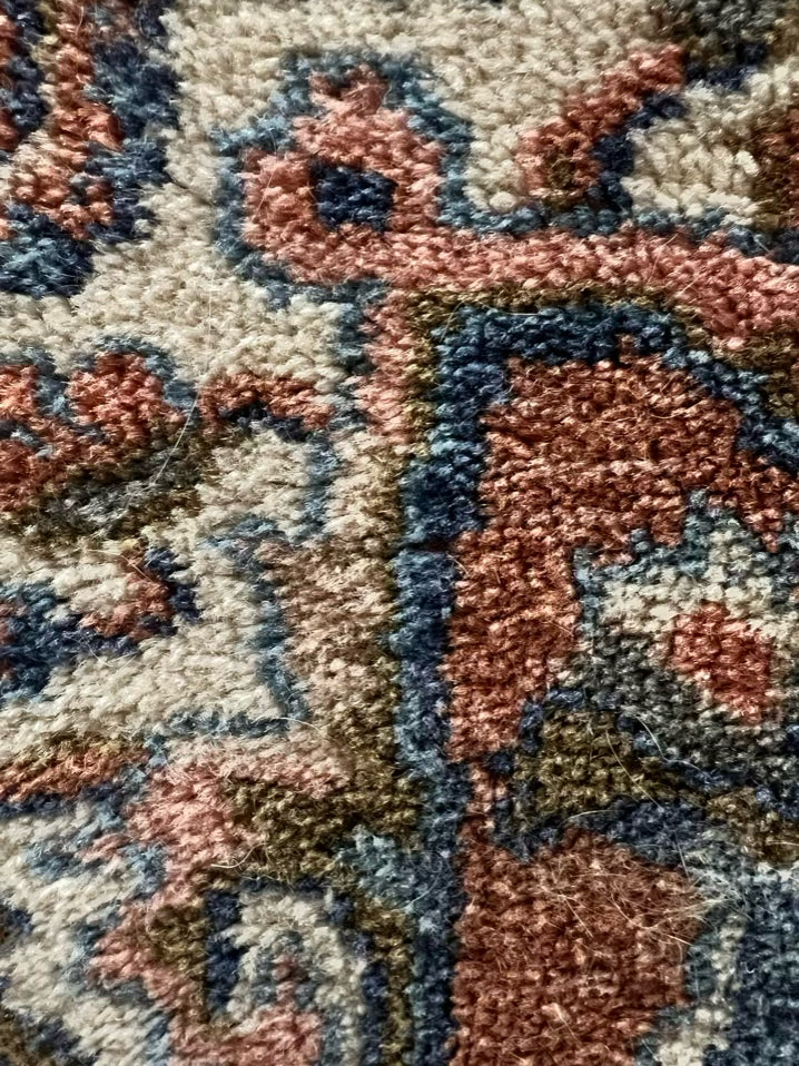 KARASTAN Rust, Blue & Cream Area Rug w/ Fringe