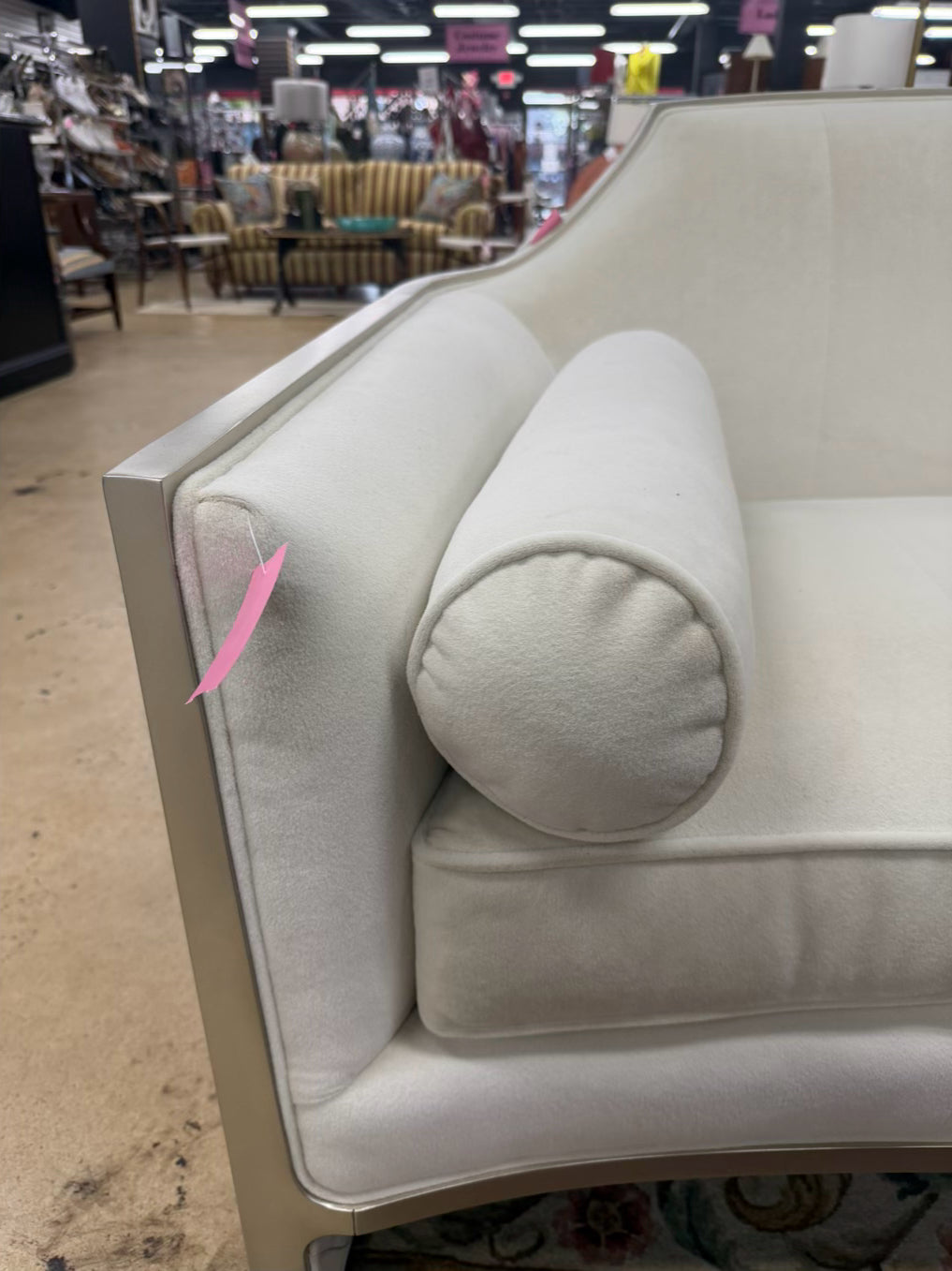 CARACOLE The Cats Meow White Velvet Sofa