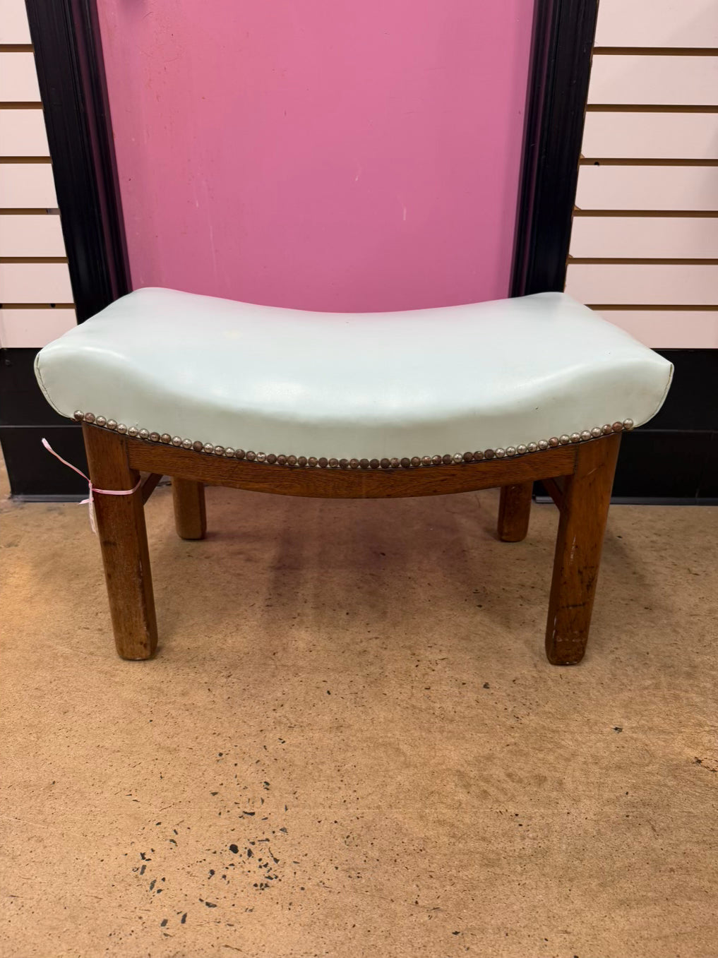 VINTAGE Wood & Leather Stool