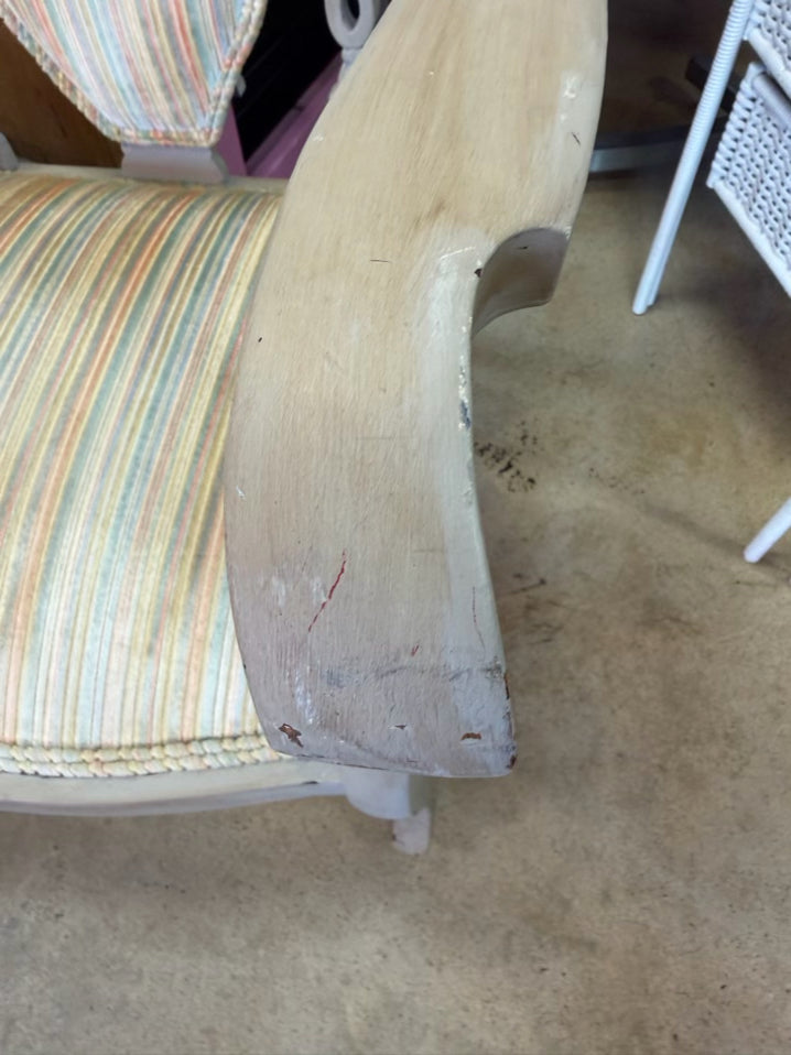 VINTAGE Gray Wood Painted French Bench