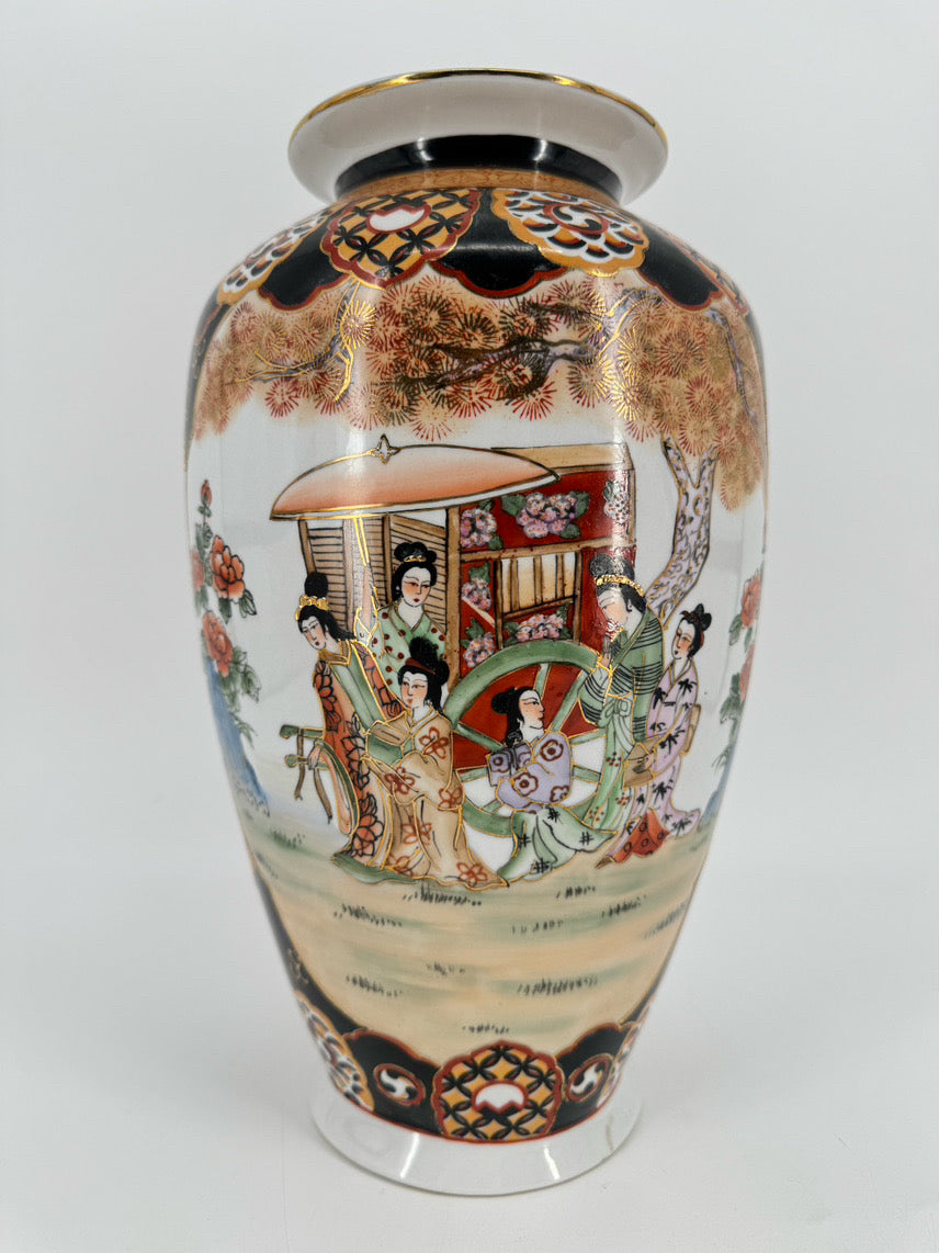 SATSUMA Navy, Rust & Gold Hand-Painted Porcelain Jar