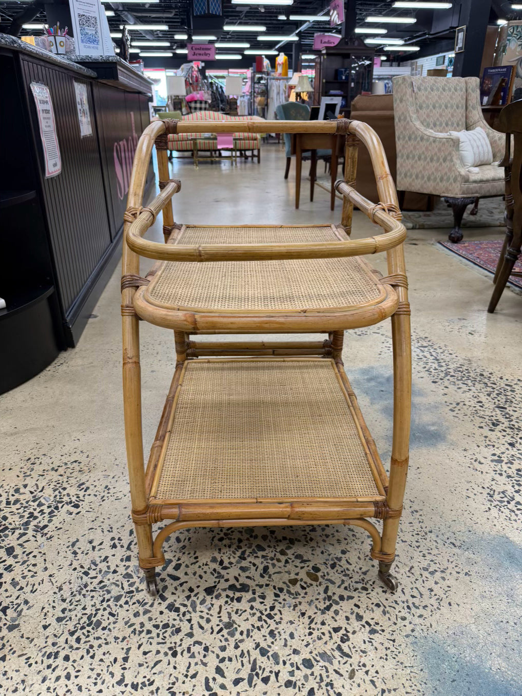 SAFAVICH Light Bamboo Bar Cart
