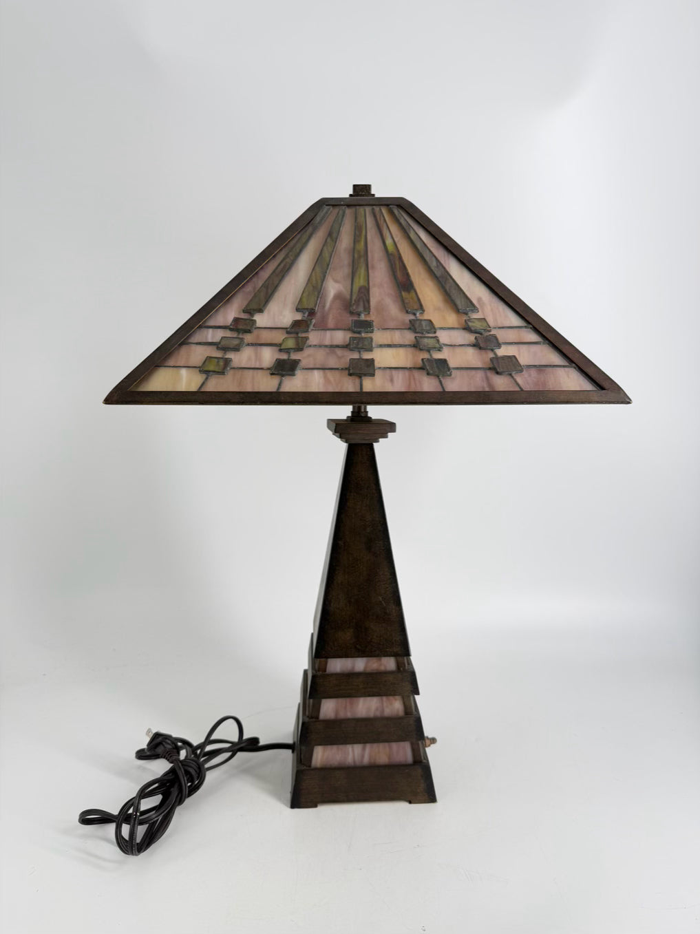 Tiffany Style Brown, Purple & Green Lamp