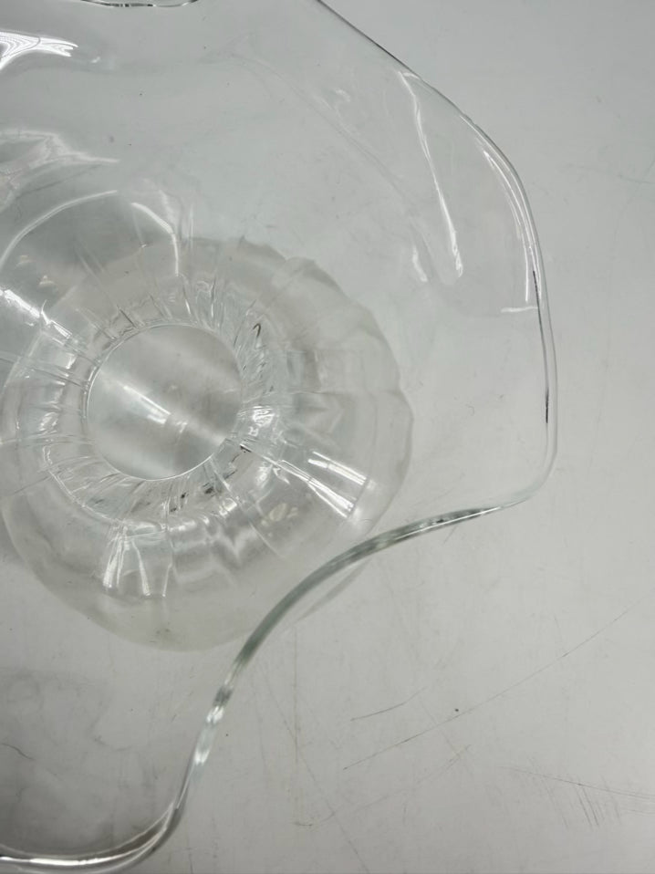 VIETRI Clear Glass Fluted Top Vase