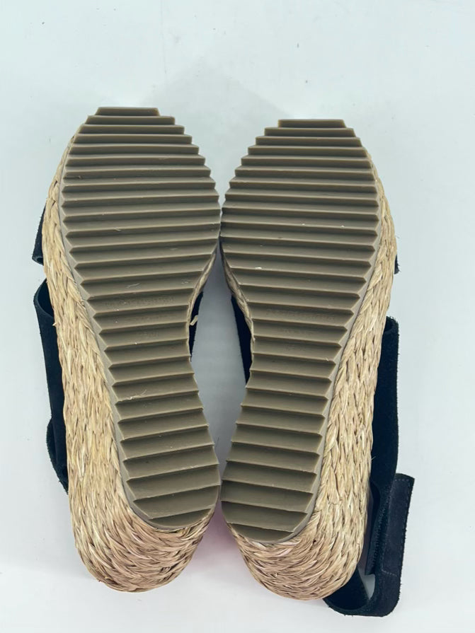 PEDRO GARCIA Size 38.5 Black Leather Espadrilles