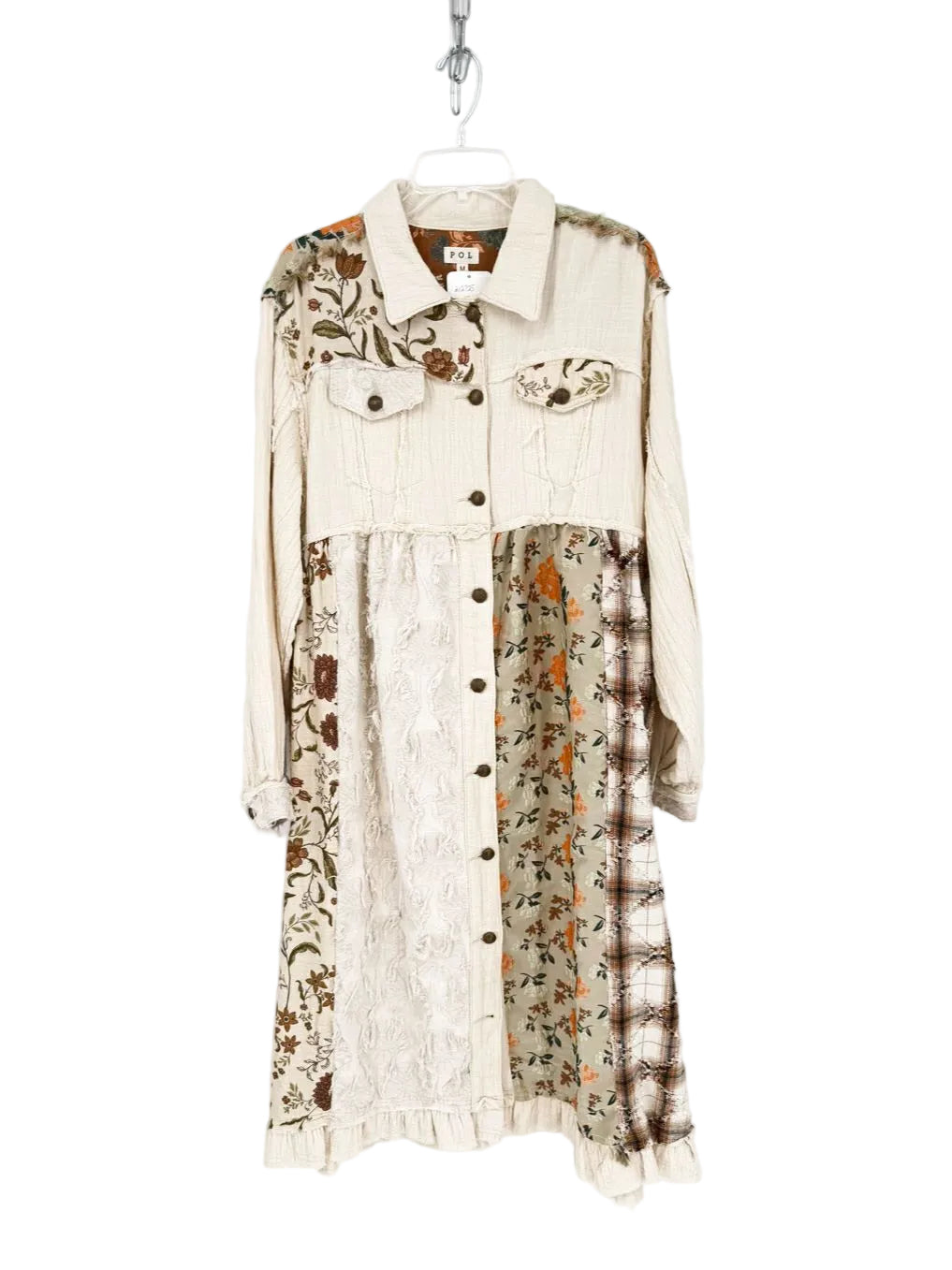 POL Size Wmn's M Beige Cotton Patchwork Duster NWT
