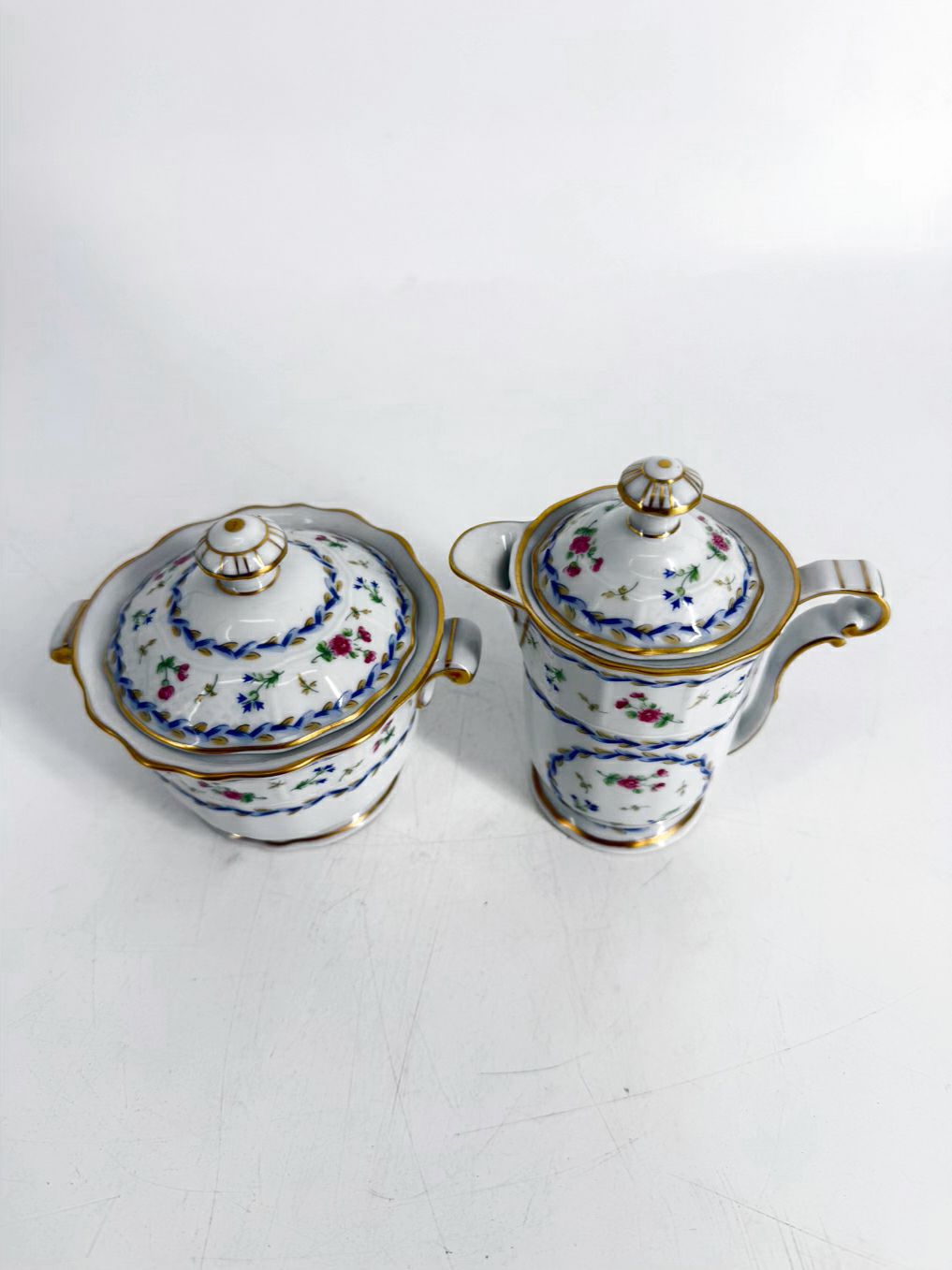 BERNARDAUD Porcelain Artois Bleu Cream & Sugar
