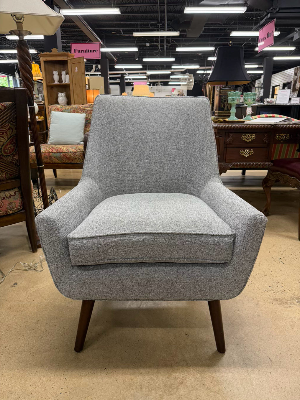 Gray Mid Century Look Chair & Ottoman Set
