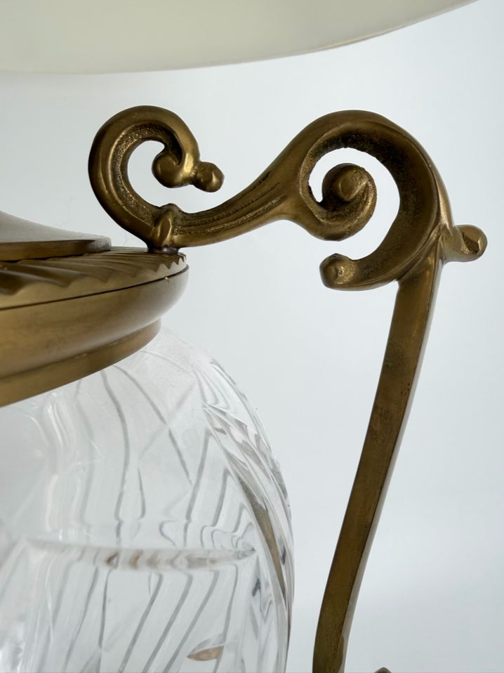 Brass & Crystal Urn Lamp w/ Shade