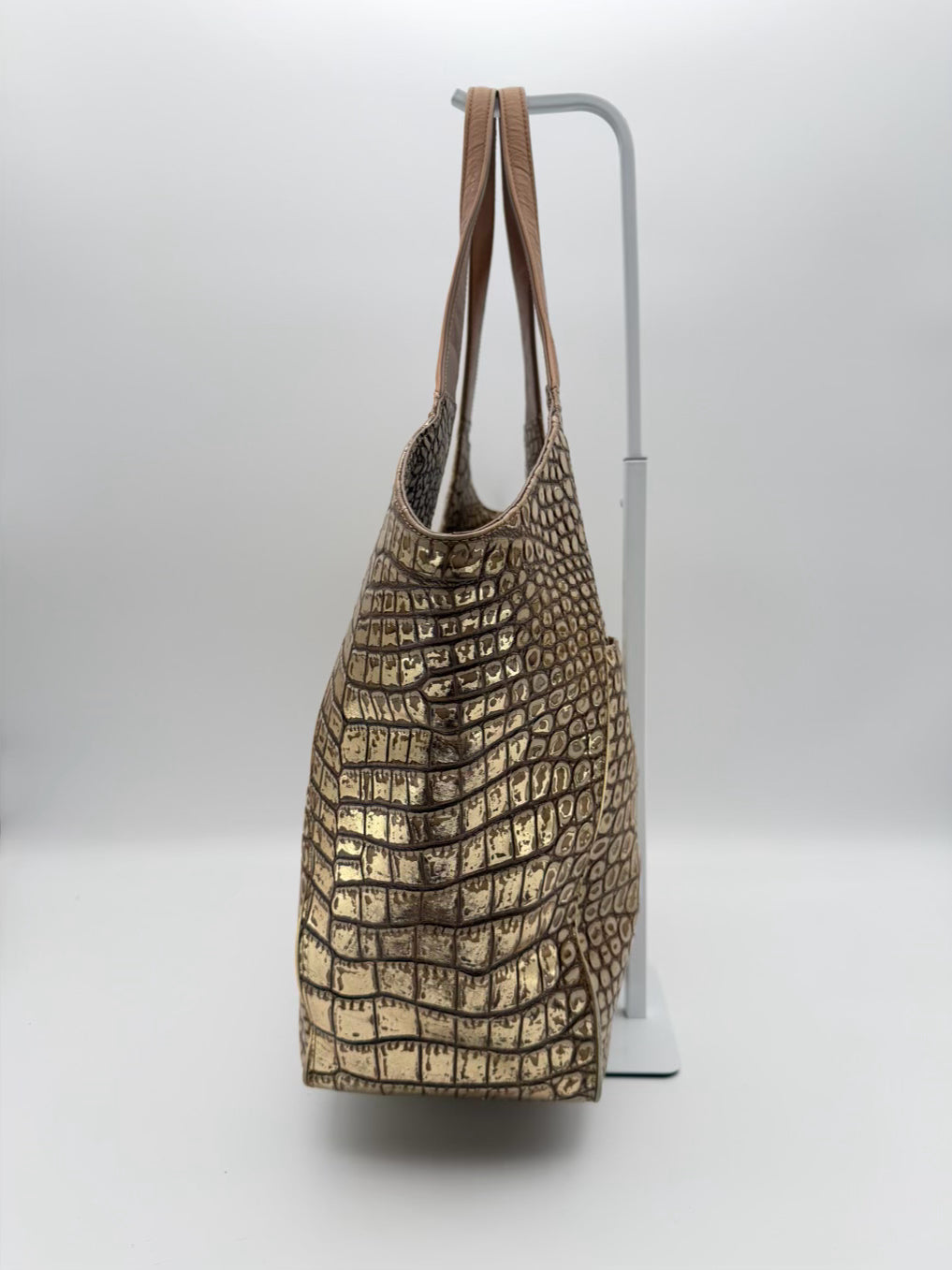 BRAHMIN Carla Leather Gold Embossed Tote