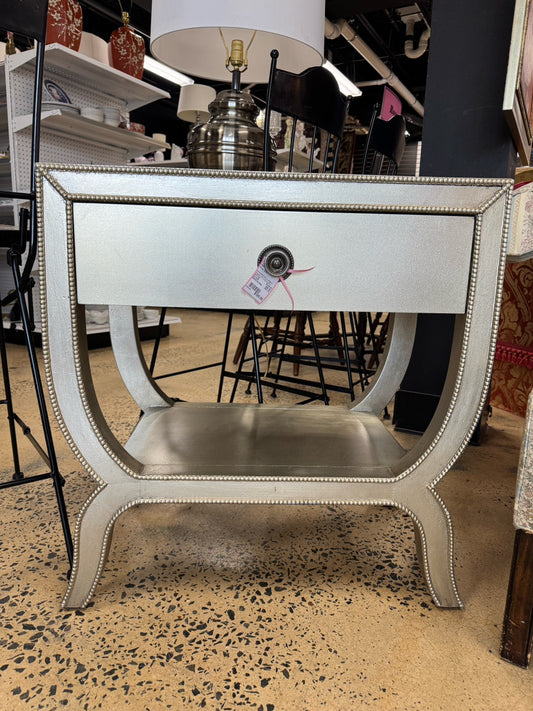 PIER 1 Silver Wood Beaded-Look End Table