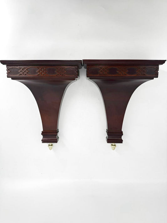 Wood Fretwork Pair of Wall Brackets