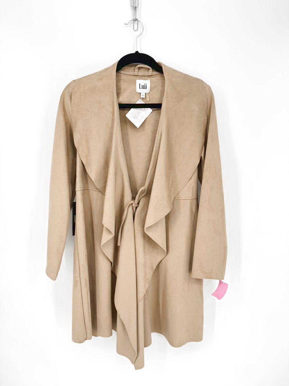 LUII Size Wmn's S Tan Faux Suede Tie Front Jacket NWT