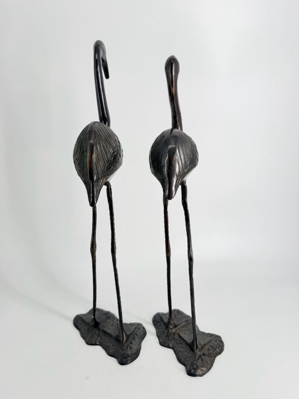 Gray Metal Pair Of Herons Figures
