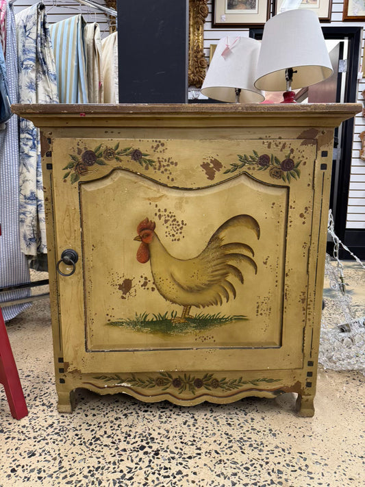 INDONESIA Painted Wood Shabby Chic Rooster Cabinet