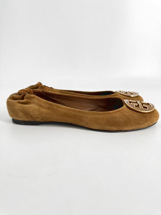 TORY BURCH Size 8 Chestnut Suede Flats