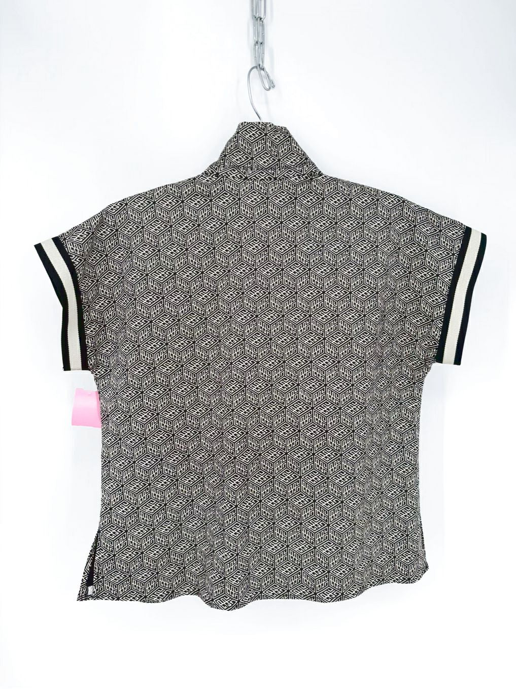 EMILY MCCARTHY Poppy Wmn's Size XS Black & Taupe Half Zip Short Sleeve Pullover NWT