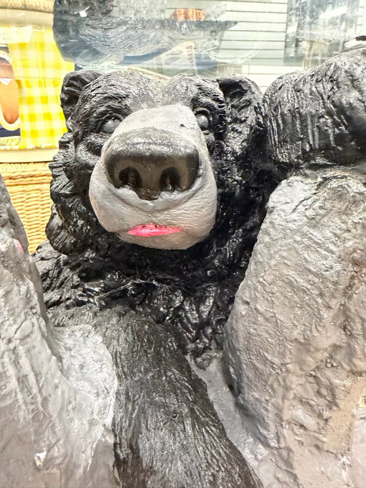 Black Resin & Glass Bear Occasional Table