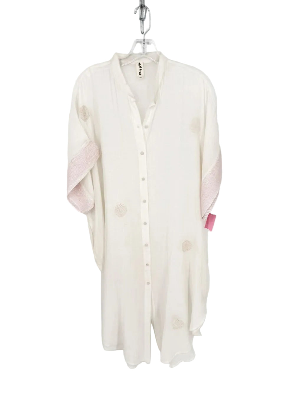 NEEM Wmn's Size M/L Cream Sheer Crochet Detail Kaftan