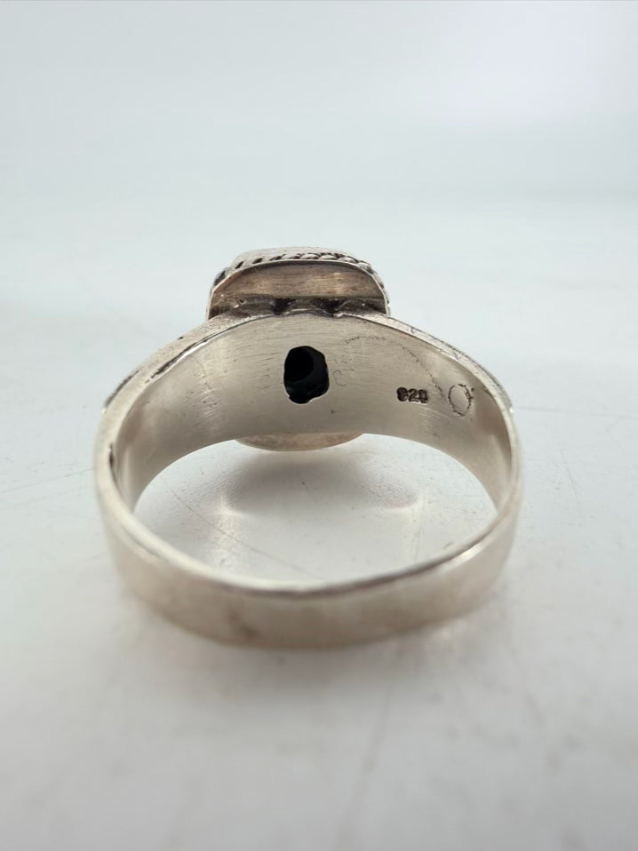 STERLING SILVER Black Square Ring