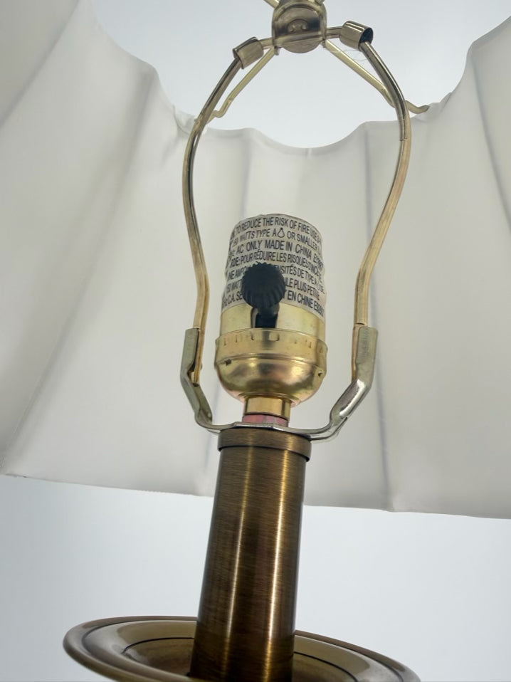 Brass & Crystal Pair Of Lamps w/ Shades
