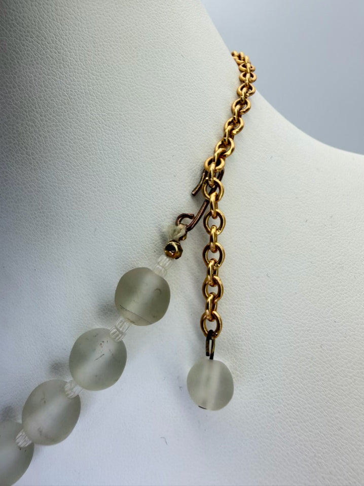 Blue & White Venetian Glass Flower Necklace