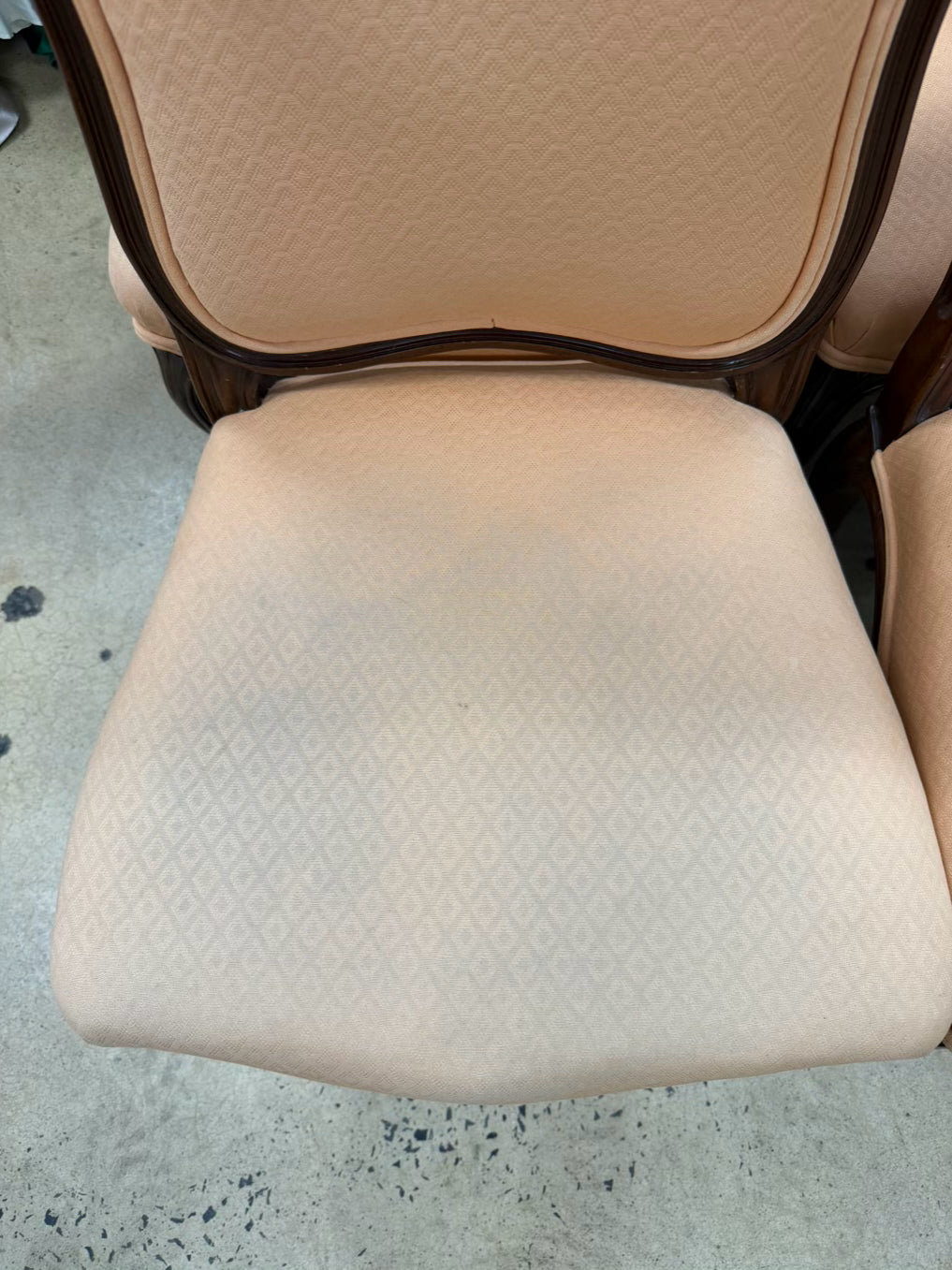 Wood Country French Set of 4 Chairs w/ Salmon Fabric