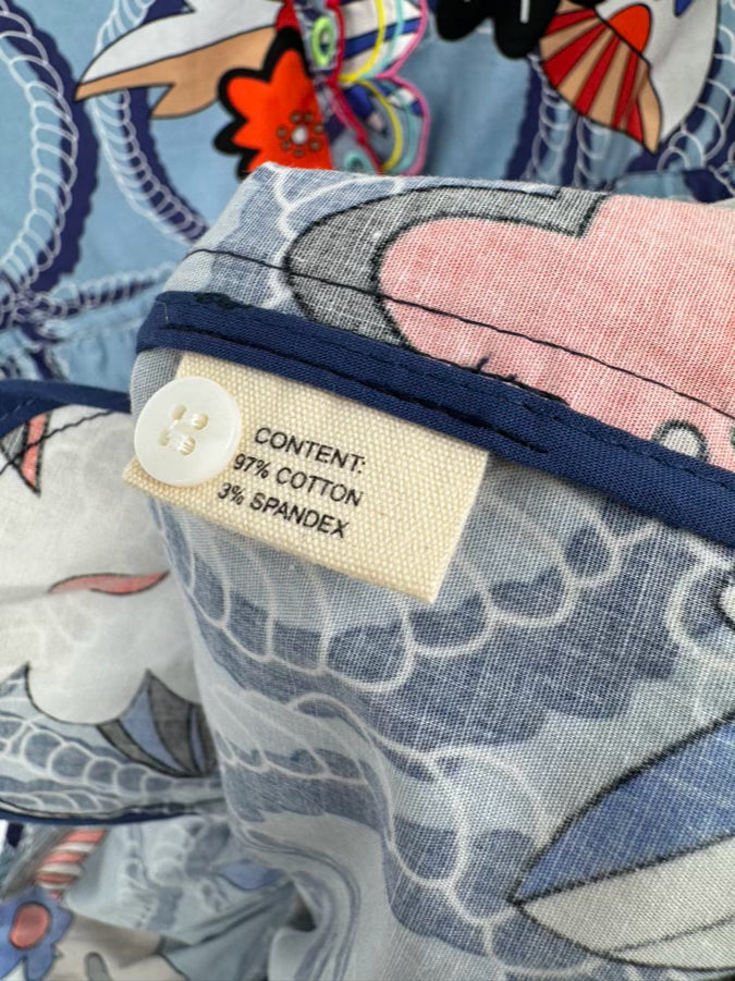CELIA B Size XL Blue & Multi-Color Scallop Design Dress