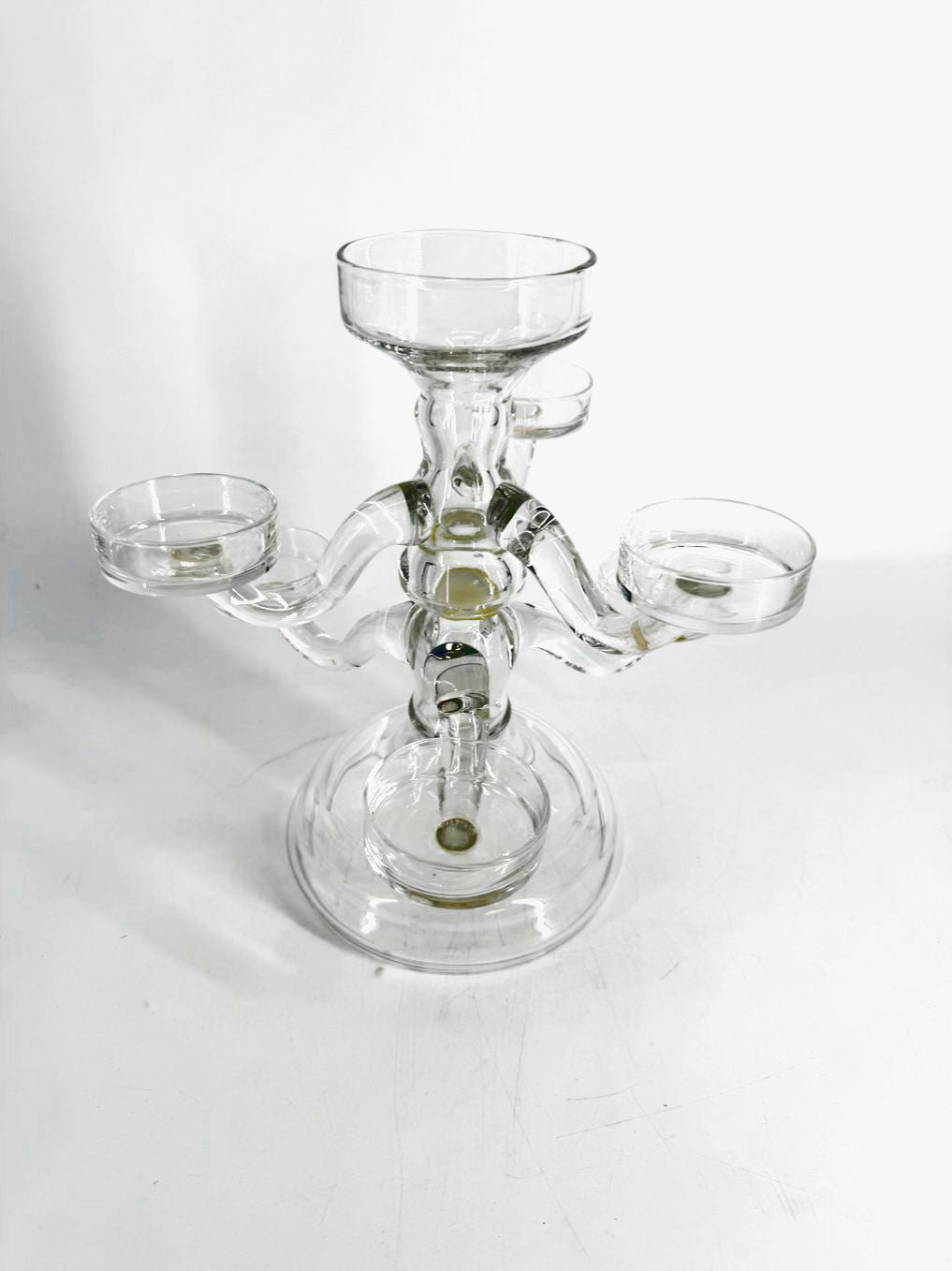 Clear Blown Glass Six Arm Epergne Candleholder